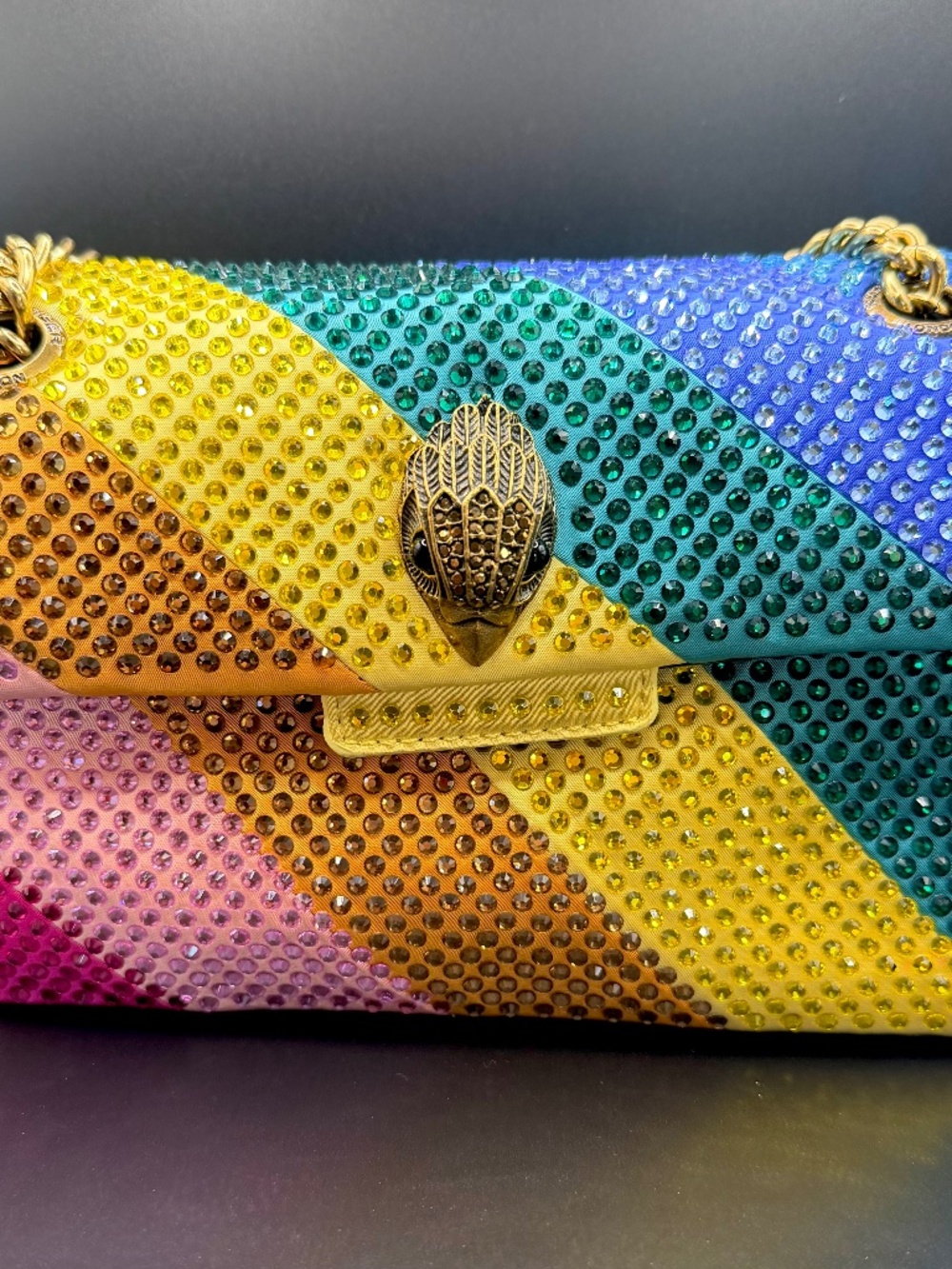 Kurt Geiger London Mini Kensington Rainbow Crystal Crossbody Bag Eagle Head